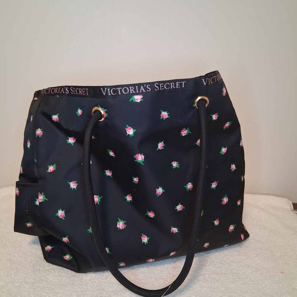 Victoria's Secret Black Floral Tote Bag